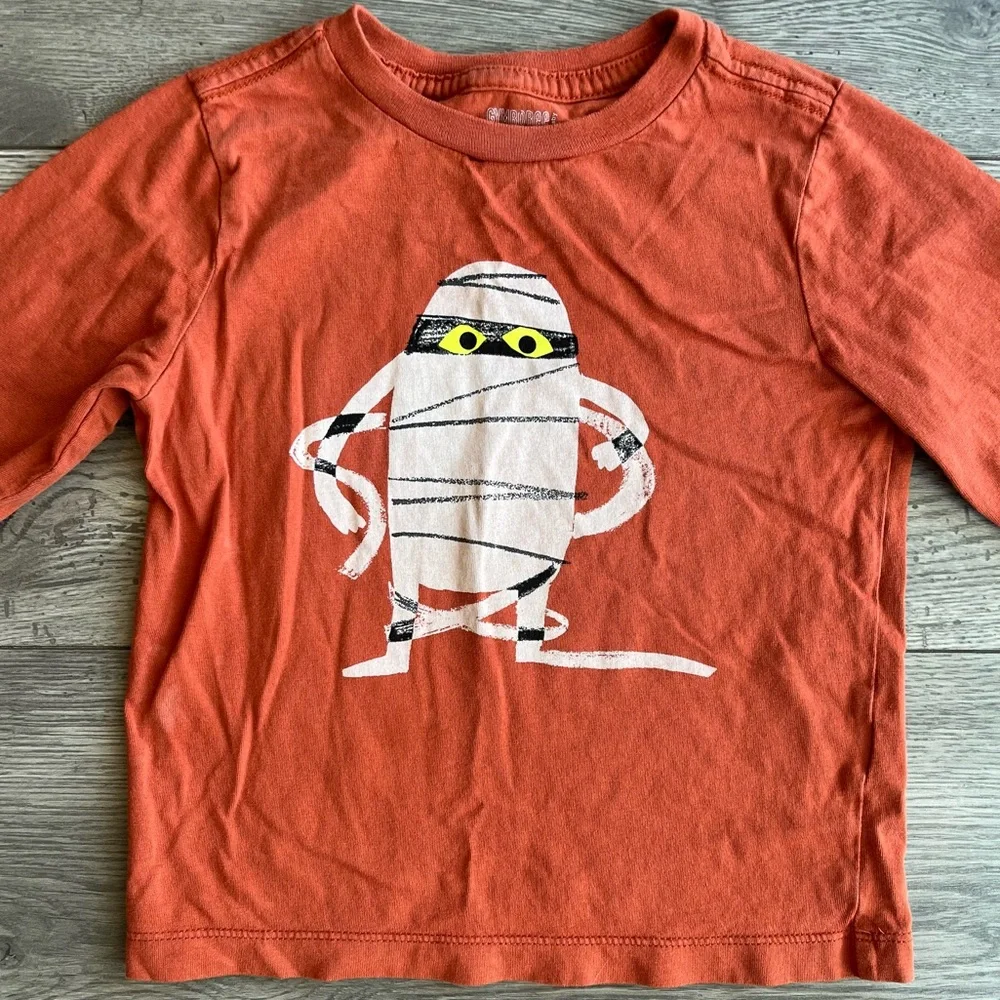 Gymboree Toddler Boy Halloween Mummy Long Sleeve Orange T-Shirt 2T
